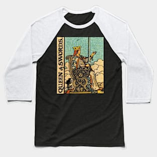 Queen of Swords Tarot Card Rider Waite Baseball T-Shirt